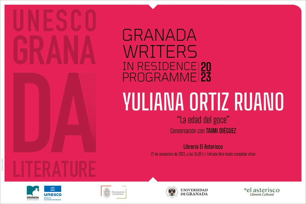 Cartel del acto público de Yuliana Ortiz Ruano en la librería El Asterisco, de Granada, el 27 de noviembre de 2023.