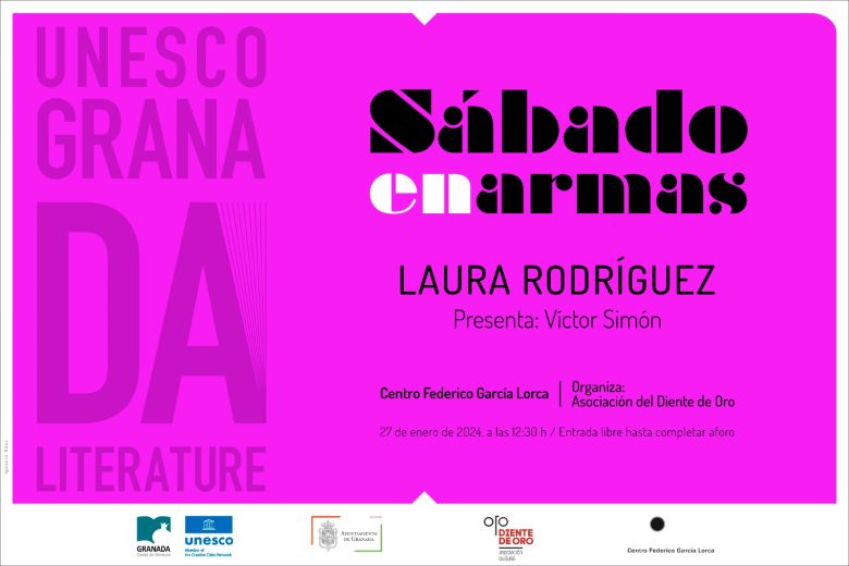 Cartel de Laura Rodríguez en el ciclo poético Sábado en armas, 27 de enero de 2024