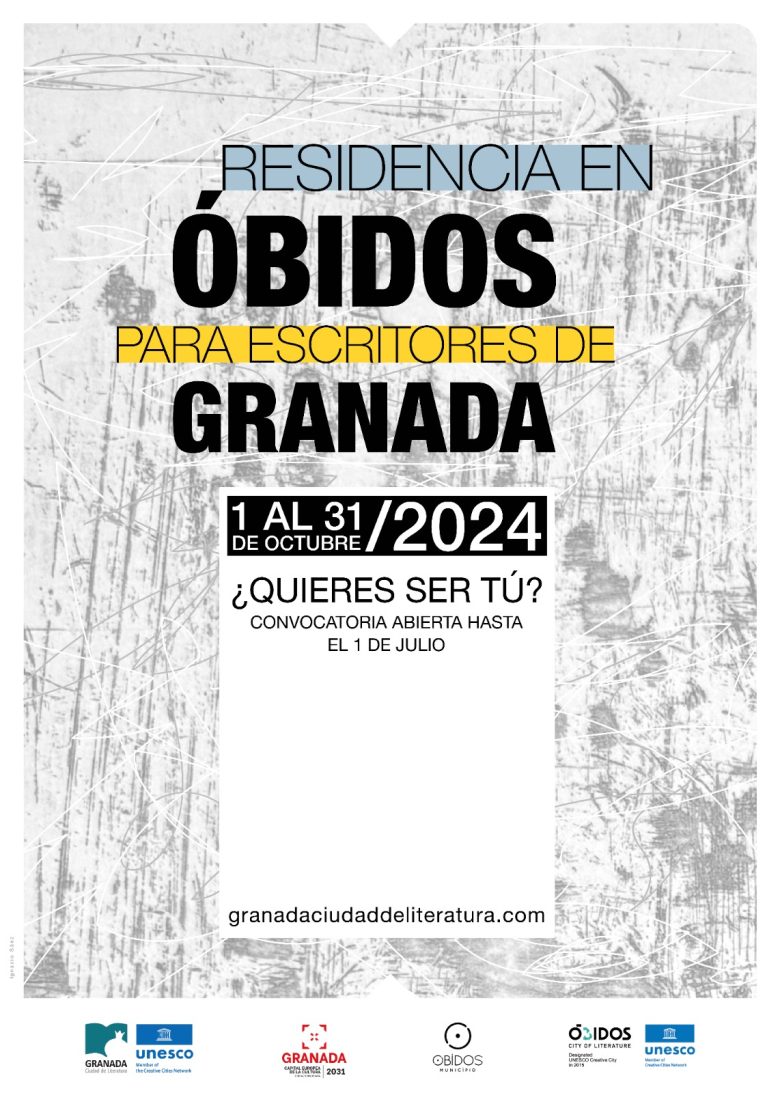 Cartel para la residencia en Óbidos para escritores de Granada 2024