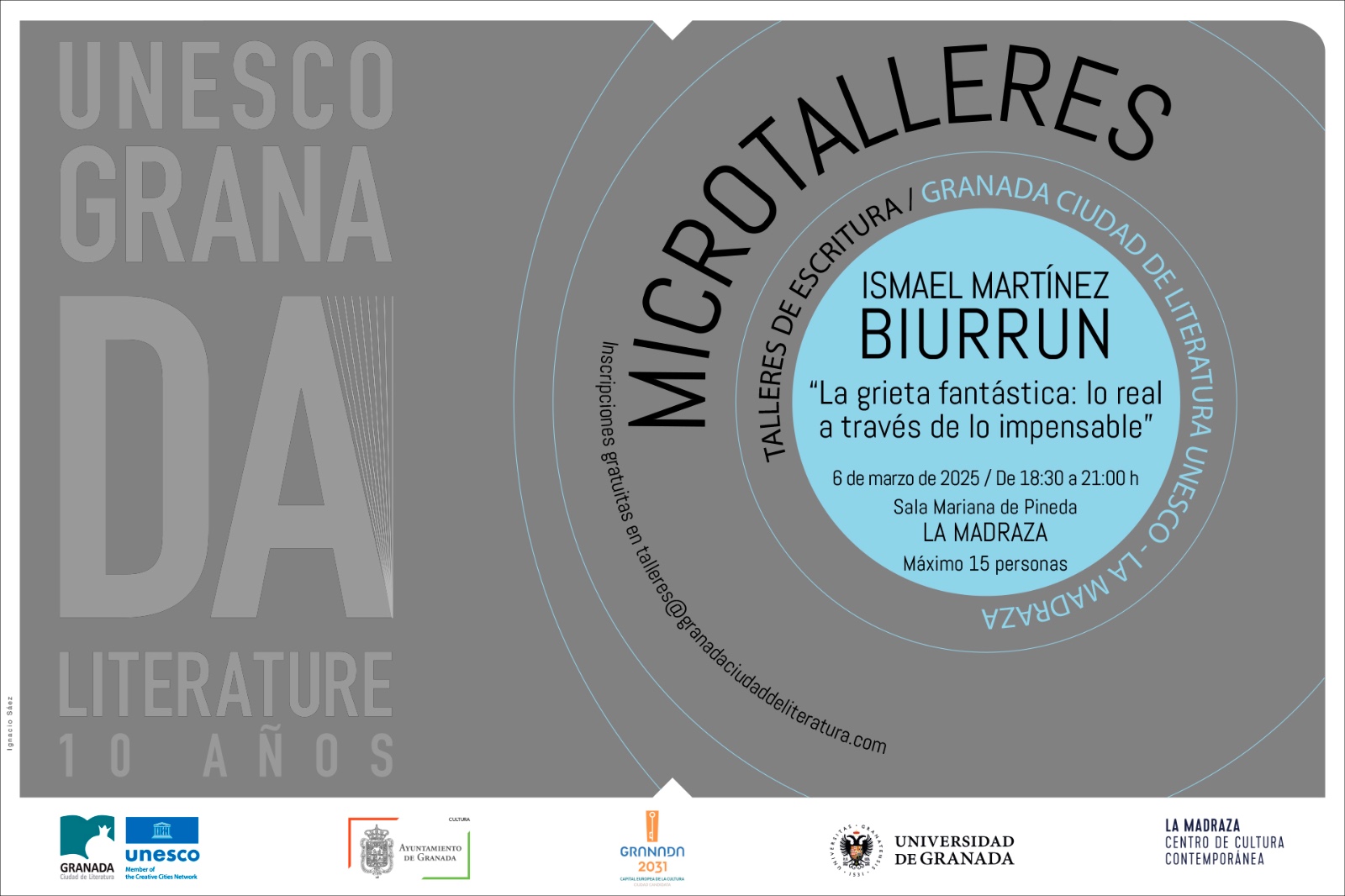 Cartel Microtaller de literatura fantástica por Ismael Martínez Biurrun