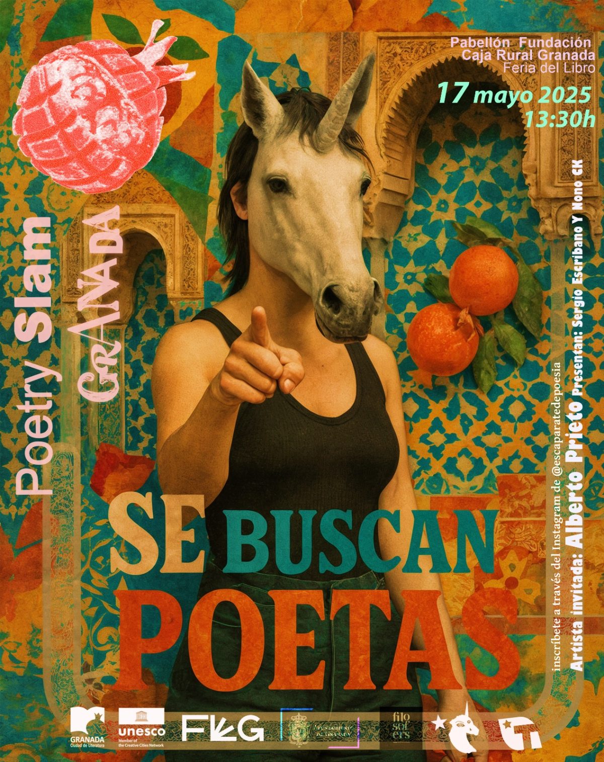 Cartel de Poetry Slam Granada en la Feria del Libro de Granada, 17 de mayo 2025