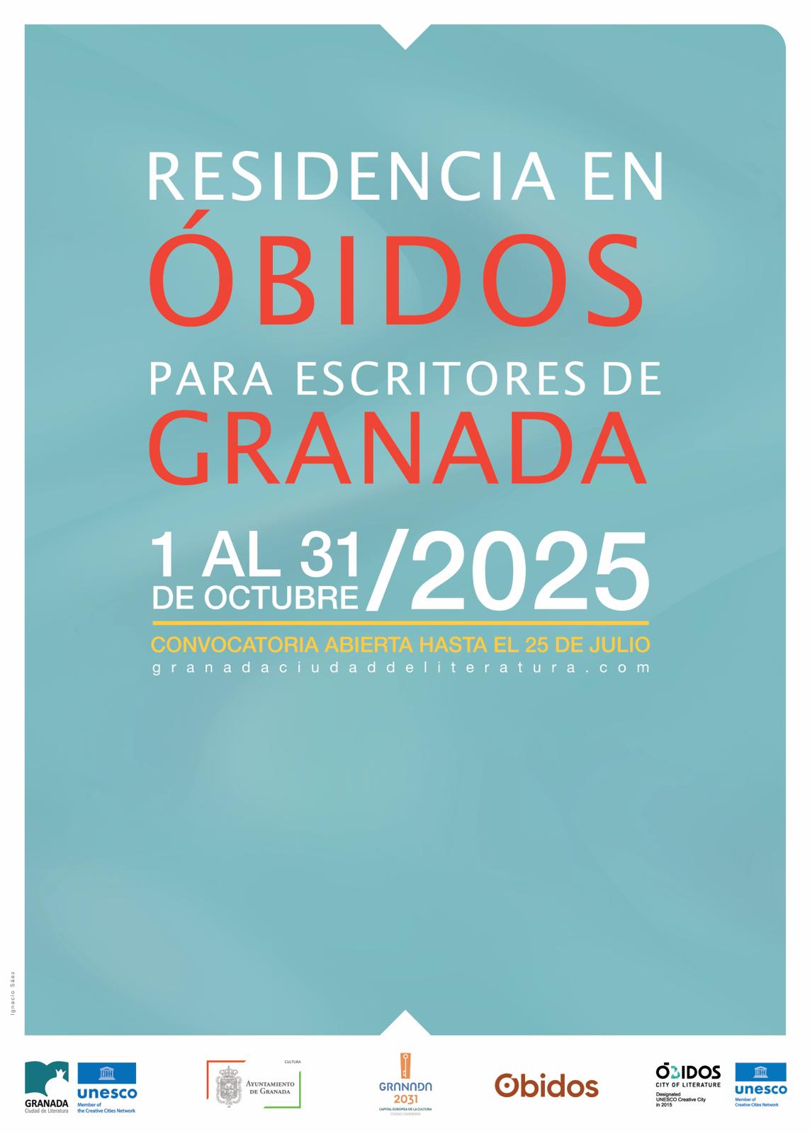 Cartel de la Residencia en Óbidos para escritores de Granada
