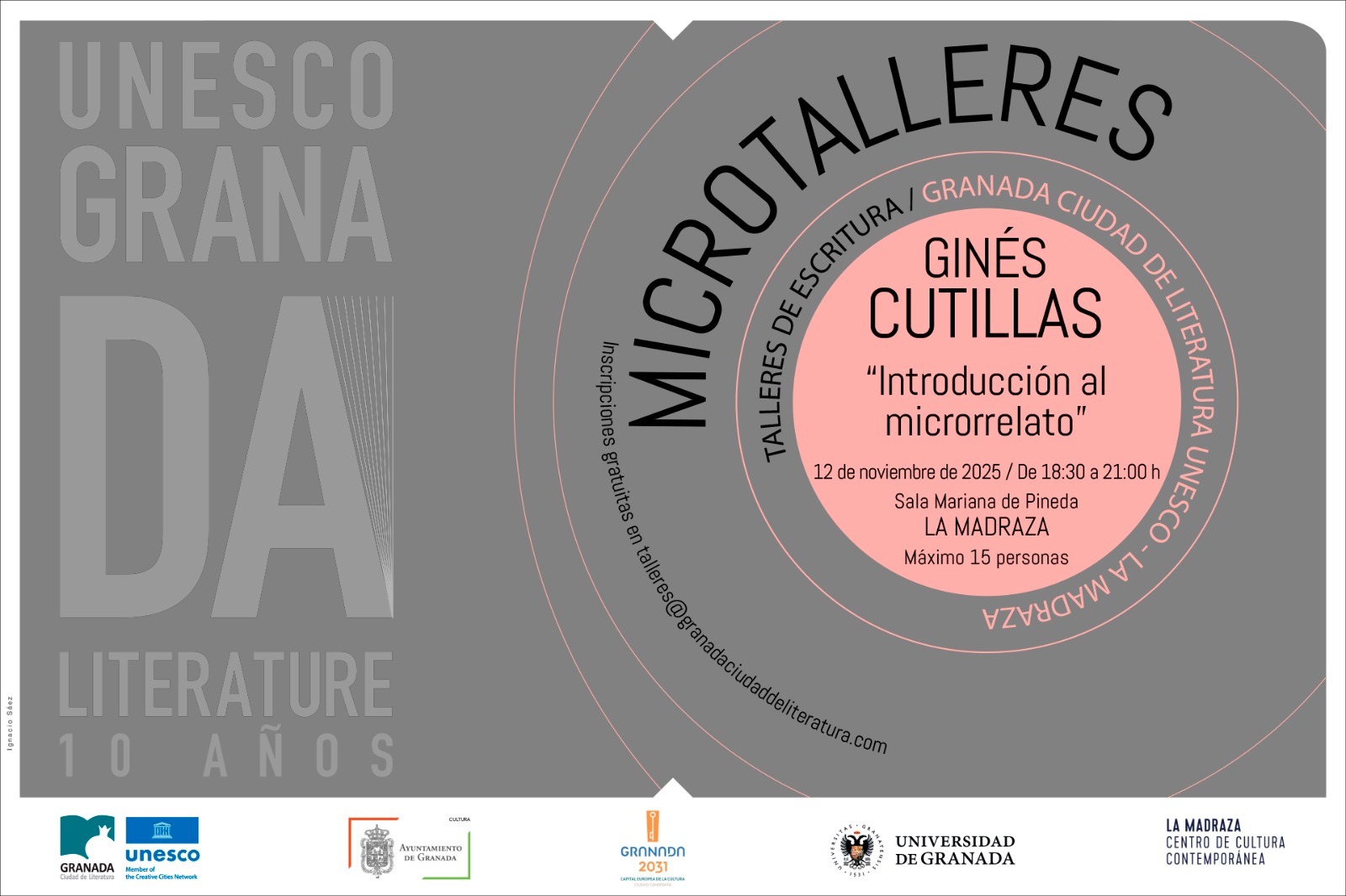 Cartel del microtaller de Ginés Cutillas sobre microrrelato