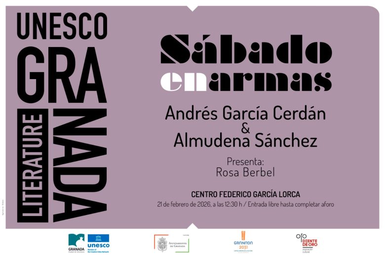 Cartel de la lectura de Andrés García Cerdán y Almudena Sánchez en Sábado en armas, 21 de febrero de 2026
